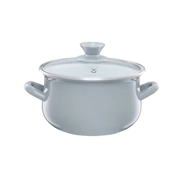 Emalia Olkusz zománcozott fazék fedővel 16 cm/2 l szürke