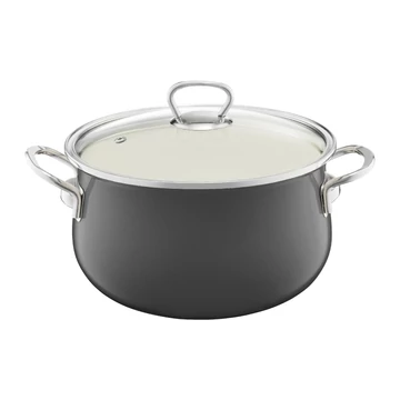 Emalia Olkusz zománcozott fazék fedővel 20 cm/2.6 l szürke