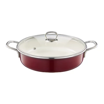 Emalia Olkusz zománcozott mély serpenyő 28 cm/3.5 l bordó