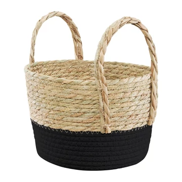 Ambition Boho füles kosár 32x34 cm fekete