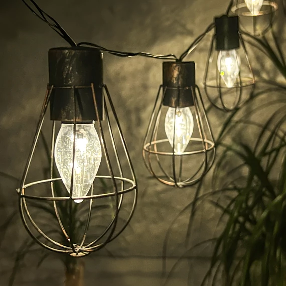 Patio napelemes kerti fényfüzér 3.8 m lámpa