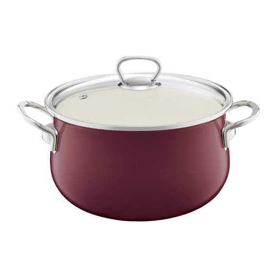 Emalia Olkusz zománcozott fazék fedővel 20 cm/2.6 l bordó