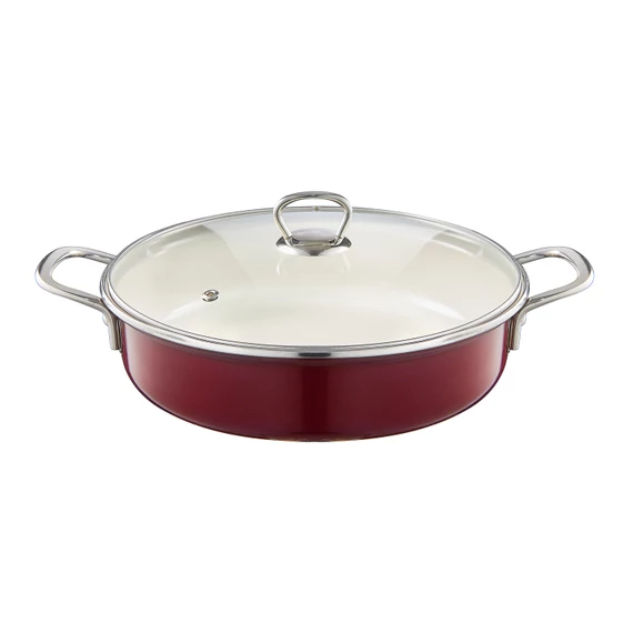 Emalia Olkusz zománcozott mély serpenyő 28 cm/3.5 l bordó