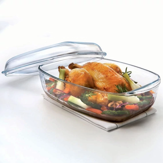 Pyrex Essentials szögletes hőálló edény fedővel 4.6 l
