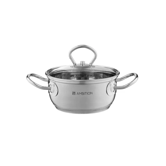 Ambition Acero fazék 14 cm/1 l üveg fedővel