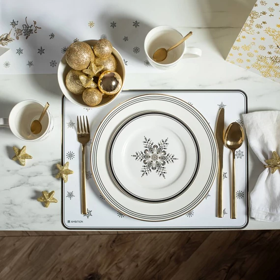 Ambition Art Deco Stars asztali alátét 40x30 cm kis hópelyhek