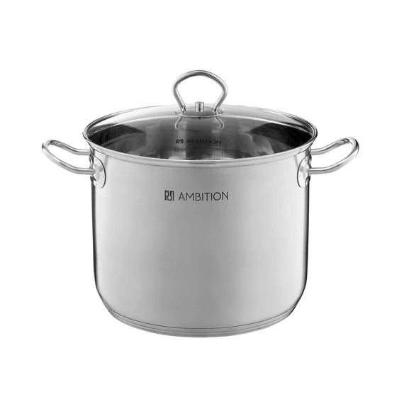 Ambition Acero magas lábas üveg fedővel 32 cm 19 l